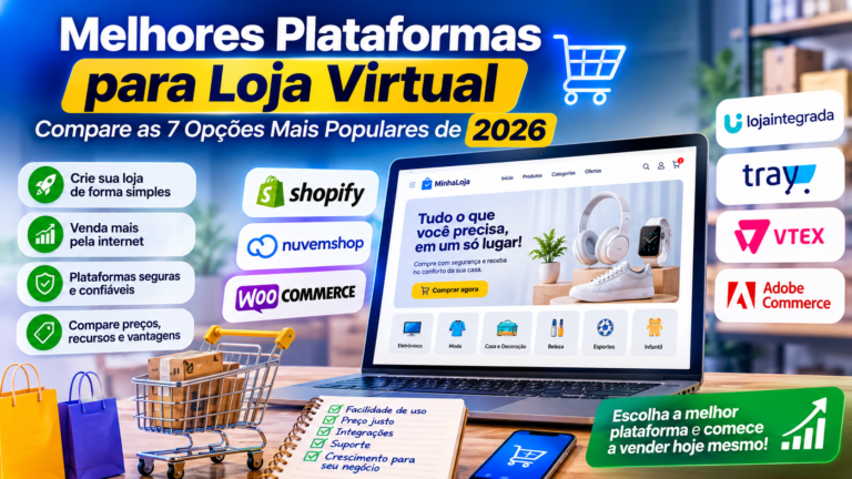 Melhores Plataformas para Loja Virtual: Compare as 7 Opções Mais Populares de 2026